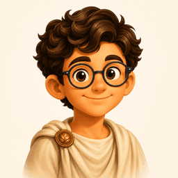 Marcus — a curious kid in a toga and round glasses