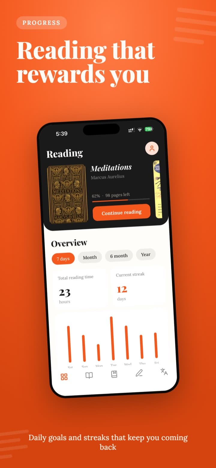 Progress — daily goals and streaks that keep you coming back